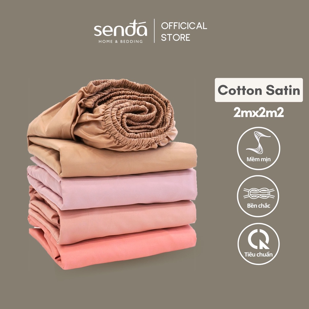 Ga giường 2mx2m2 Premium Cotton Satin Sen Đá Home Bedding cao cấp trơn màu, drap bo chun trải nệm, ra bọc đệm 2m2 x 2m