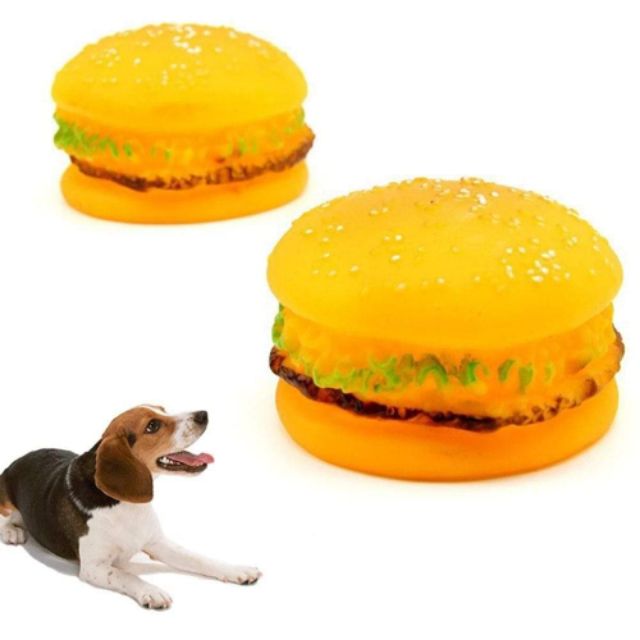 Đồ chơi kêu chút chít hình bánh Hamburger dành cho chó mèo, thú cưng