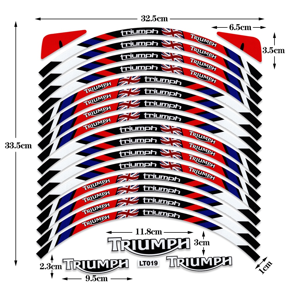 16 Miếng Dán Vành Bánh Xe Phản Quang Cho Xe Máy Triumph