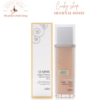 [ TẶNG MÚT TÁN KEM NỀN] Kem Nền Geo Sempre Happy & Please Liquid Foundation nâng tone trắng mịn da