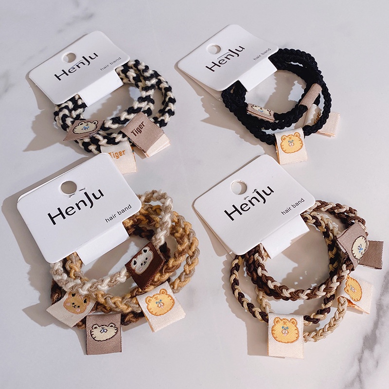 Set 4 dây cột tóc hình hổ con SD404 màu dễ thương, cute, xinh đẹp phong cách Hàn Quốc làm phụ kiện tóc thời trang cho nữ