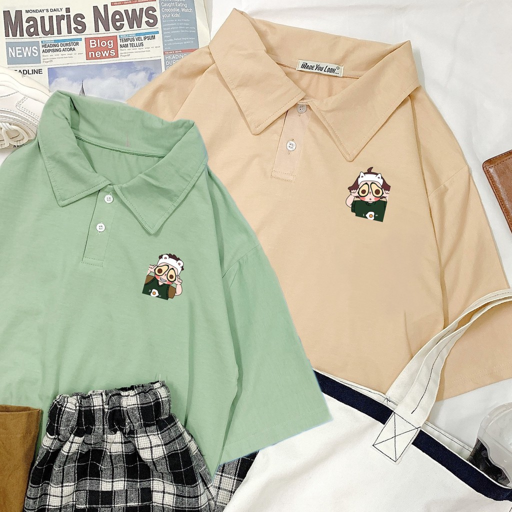 Áo thun tay lỡ polo có cổ 🥑 Couple Trái Bơ 🥑 phông Unisex nam nữ tee oversize form rộng pull Ulzzang Streetwear Hàn Quốc