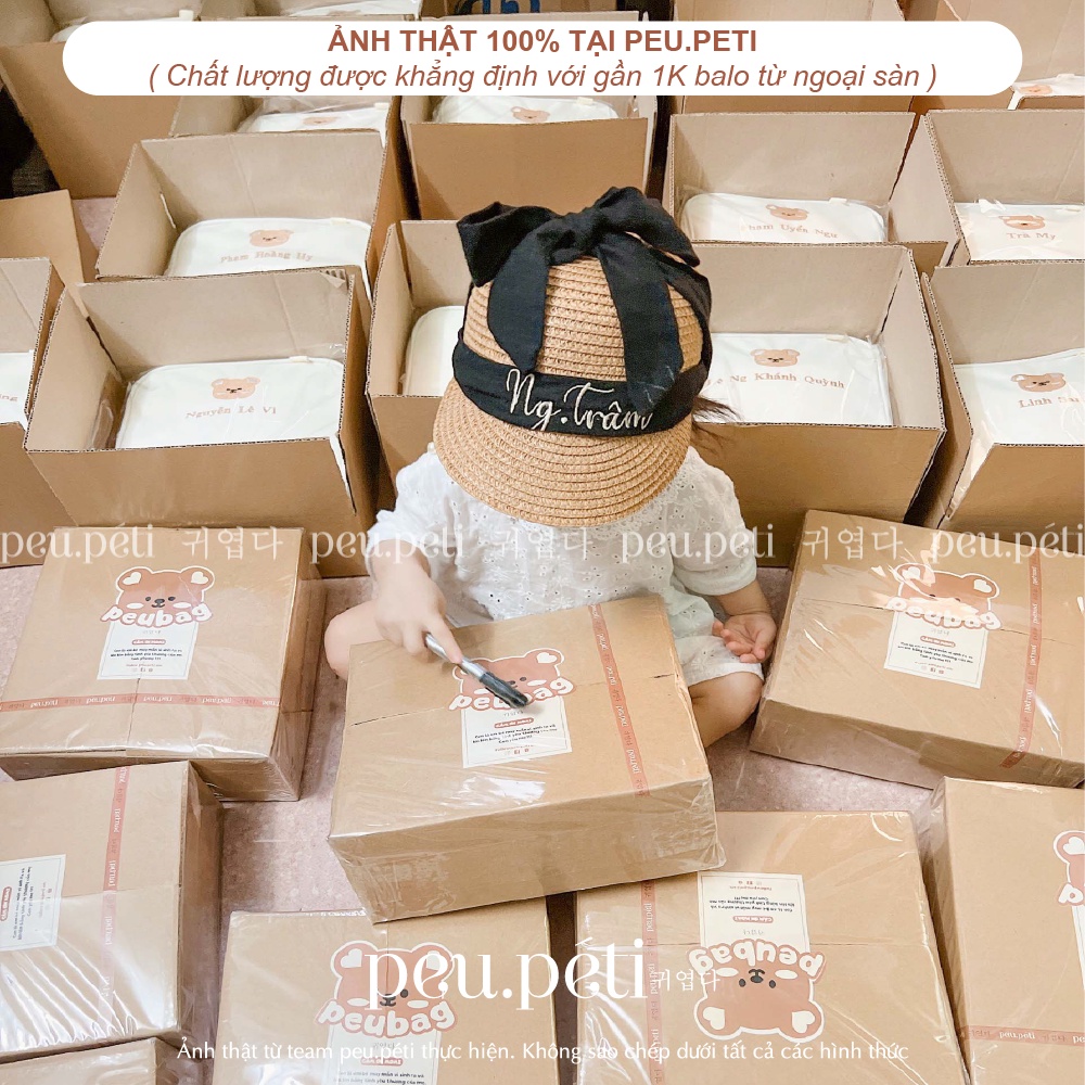 XẢ BALO THÊU TÊN BÉ THEO YÊU CẦU style Hàn giá tốt nhất Sàn- by peu.péti
