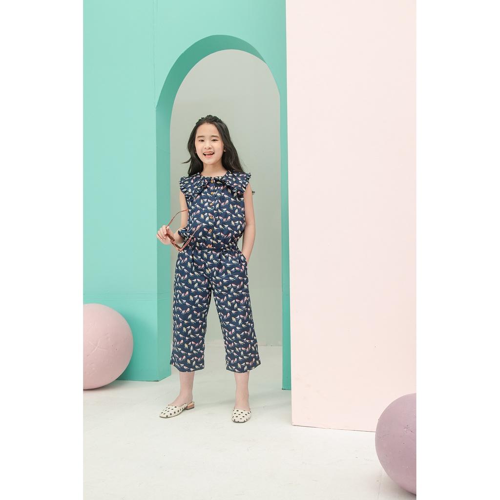 Bộ Jumpsuit JOOKYLI bé gái họa tiết xanh 95G0903