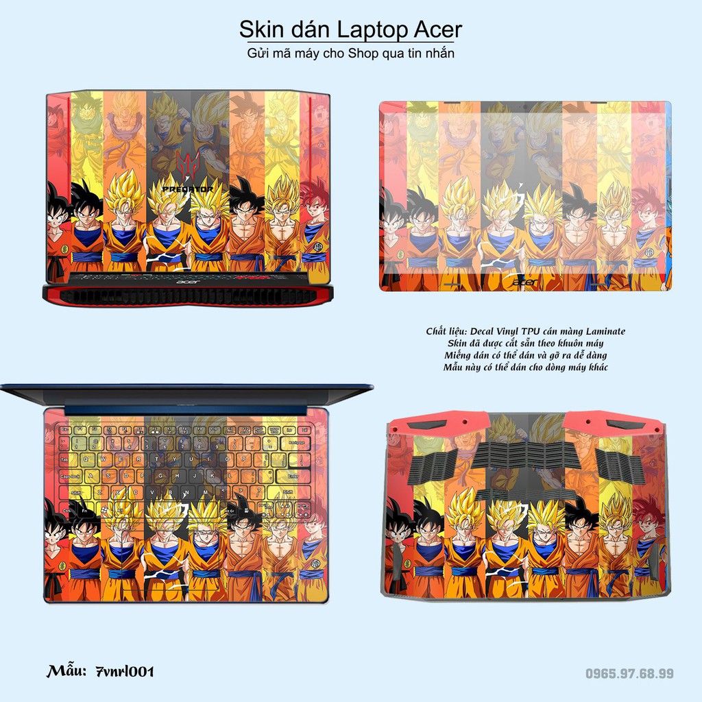 Skin dán Laptop Acer in hình Dragon Ball (inbox mã máy cho Shop)