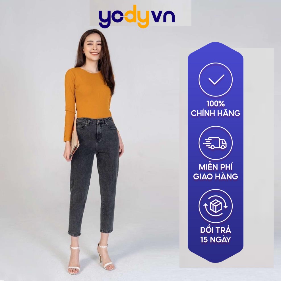 Quần Jeans nữ YODY dáng Baggy vải bò, xuất xin, ống côn, cá tính trẻ trung co dãn 4 chiều QJN3126