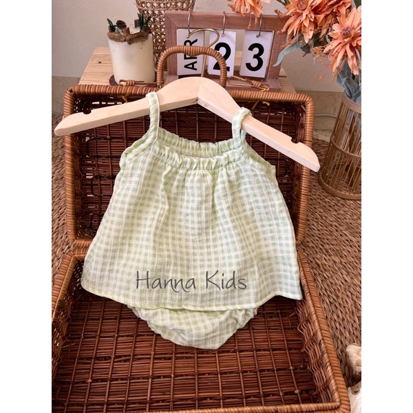 Set 2 dây chip chất liệu xô muslin cao cấp cho bé gái 5-15kg