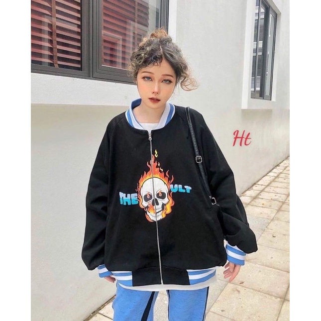 Áo bomber bo viền xanh quỷ lửa H2