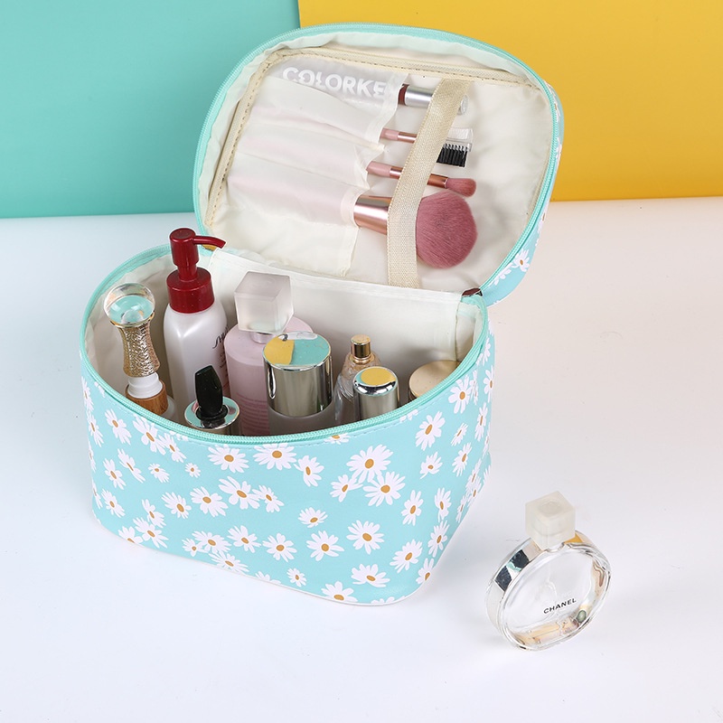 Túi Đựng Mỹ Phẩm Du Lịch Có Khóa Kéo In Hình Hoa Cúc Nhỏ