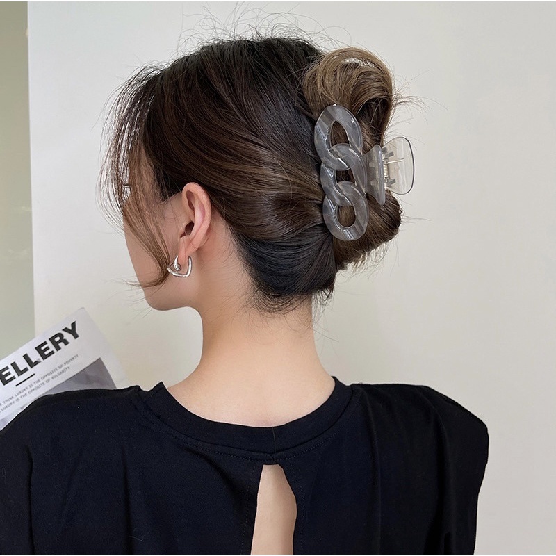 Kẹp Tóc Càng Cua Chuỗi Mắt Xích Jelly Acrylic Cầu Vồng Nhiều Màu