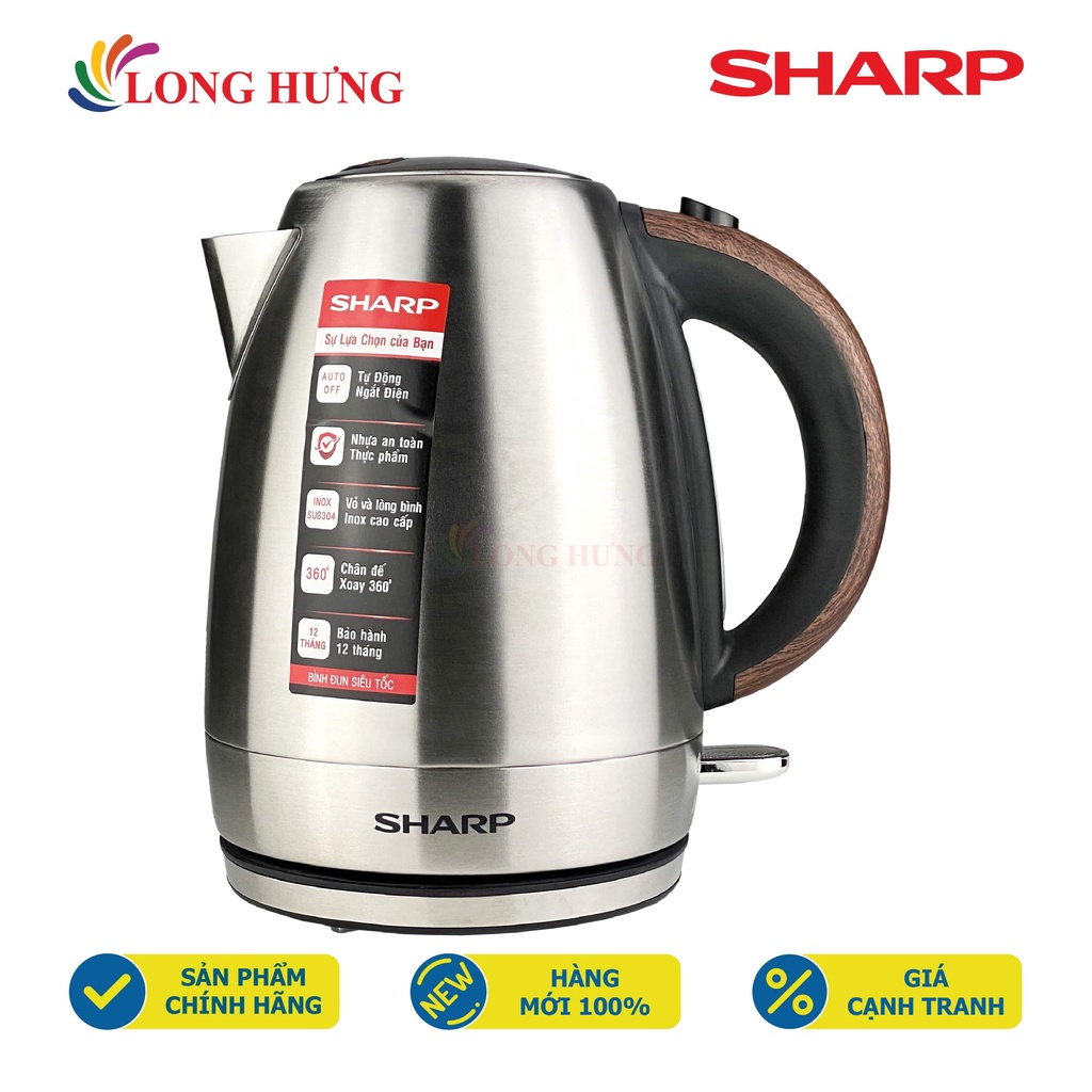 Bình đun siêu tốc Sharp 1.7 lít EKJ-17EVSD-WD - Hàng chính hãng