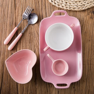 Set bát đĩa gốm nhiều màu kute
