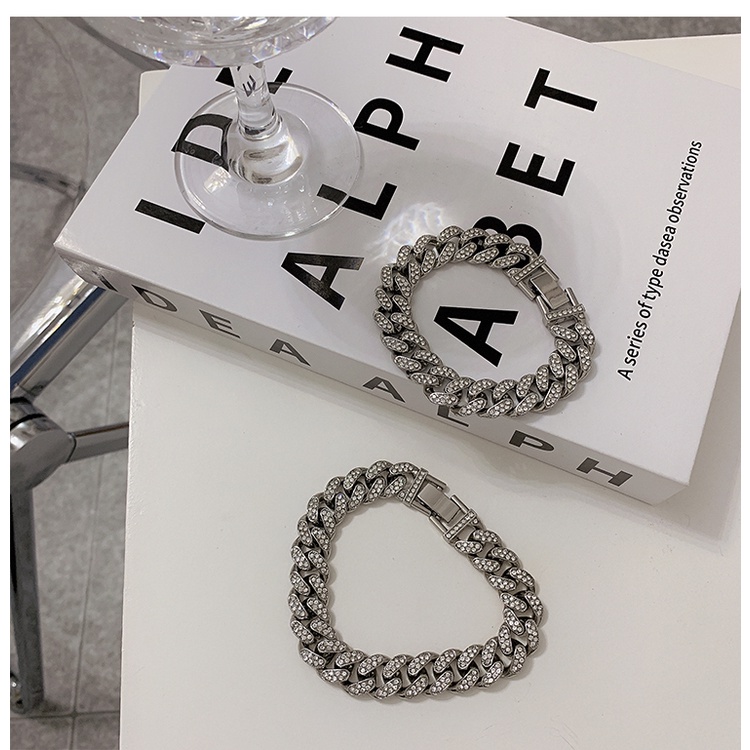 Vòng Tay Đính Đá Phong Cách hip hop Thời Trang Cho Nam Và Nữ