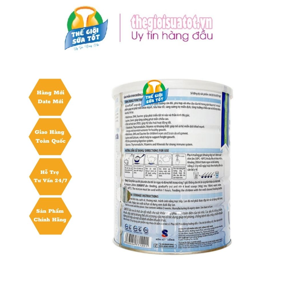 Sữa Bột Dinh Dưỡng Sữa Eurofit A+ 900g - Công Thức Từ New Zealand Phát Triển Trí Não Chiều Cao thegioisuatot