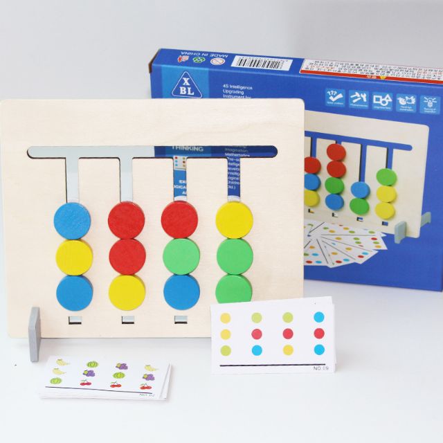 Đồ chơi gỗ thông minh cho bé, Trò chơi ghép bốn màu montessori tư duy logic cho trẻ