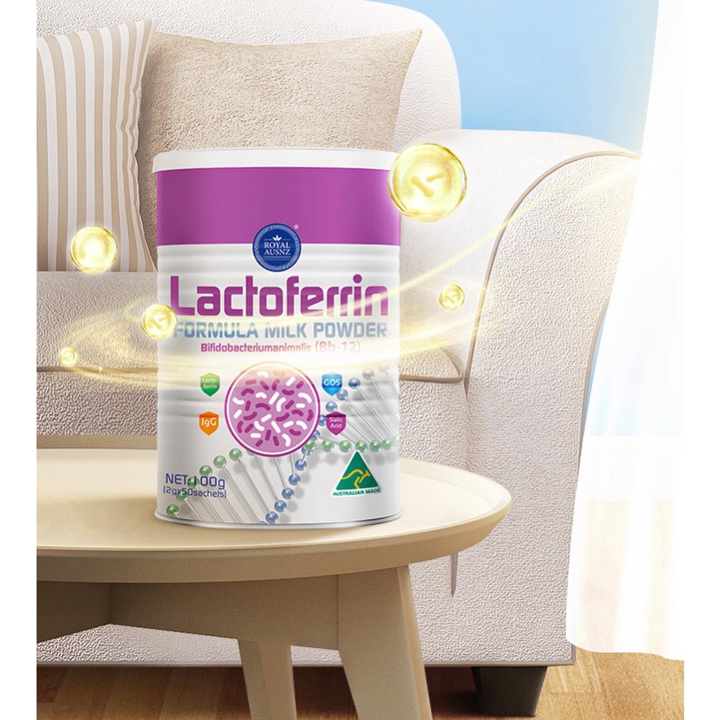 Sữa Bột Hoàng Gia Úc ROYAL AUSNZ Lactoferrin Formula Milk BB-12 Tăng Cường Hệ Miễn Dịch Cho Trẻ 100g