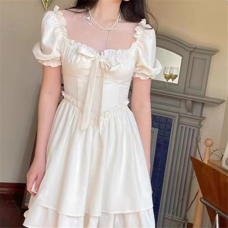 đầm trắng đầm bigsize nữ đầm tay phồng đầm hở lưng đầm nữ váy ngắn đầm vintage đầm đi tiệc váy tiểu thư sang chảnh đầm cổ vuông đầm hở lưng váy nơ váy bánh bèo nữ