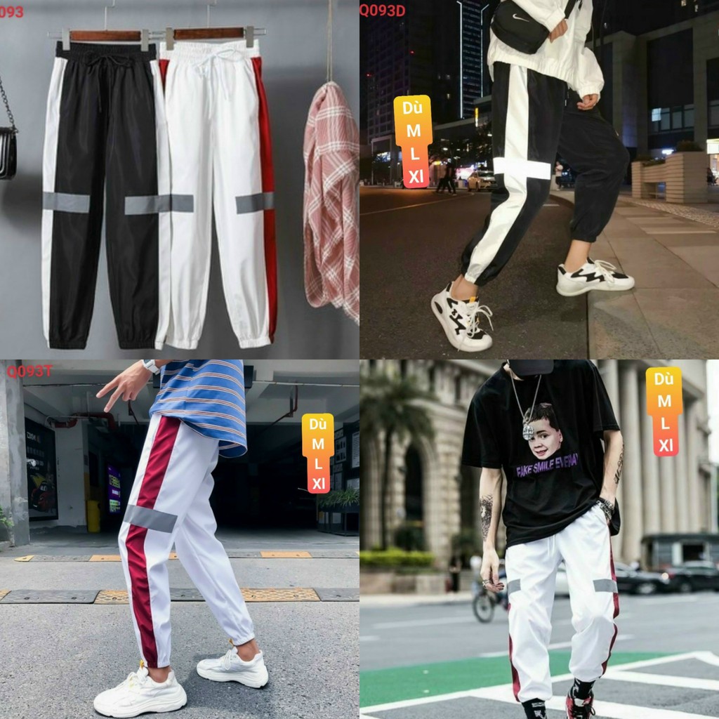 Quần jogger dạ quang dù phản quang phong cách streetstyle năng động UNISEX Black Fashion Shop JGG1