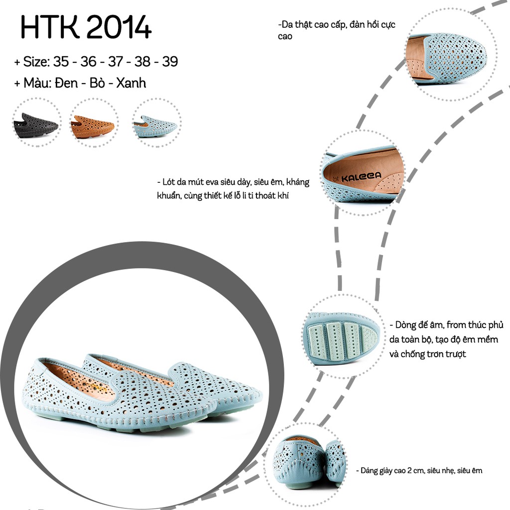 Giày slipon - Kaleea HTK2014 - Giày bệt nữ da bò thật siêu nhẹ,siêu êm ,thoát khí - Kaleea | BigBuy360 - bigbuy360.vn