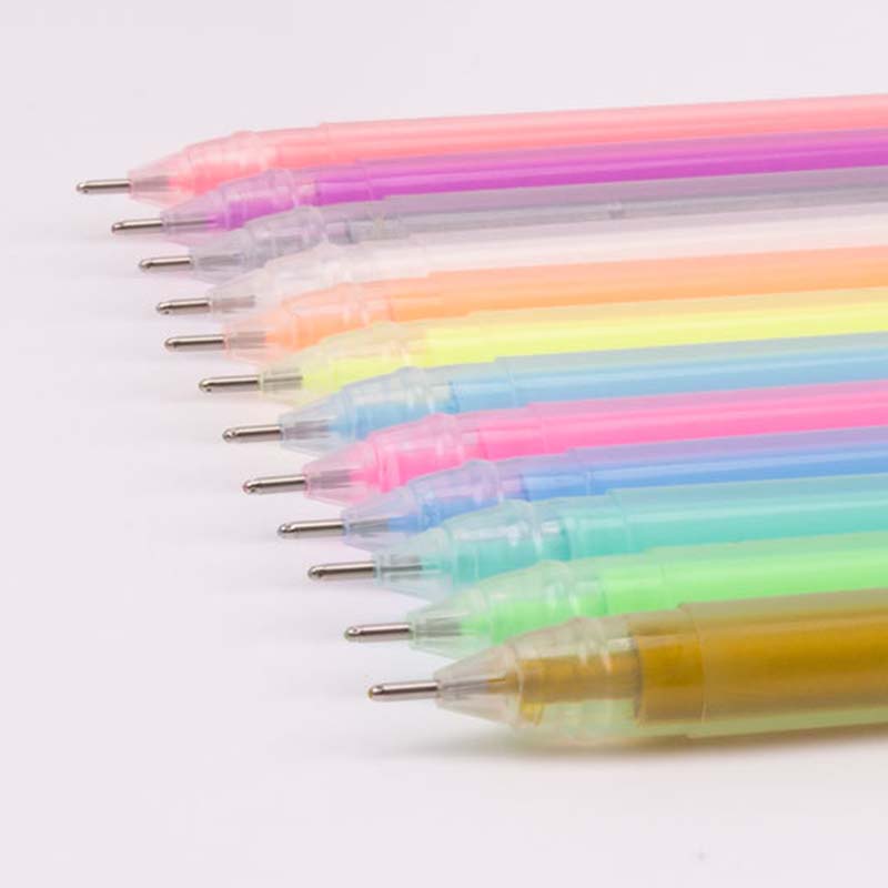 Set 12 bút mực gel nhiều màu sắc độ bóng cao dùng làm quà tặng cho học sinh - ảnh sản phẩm 5