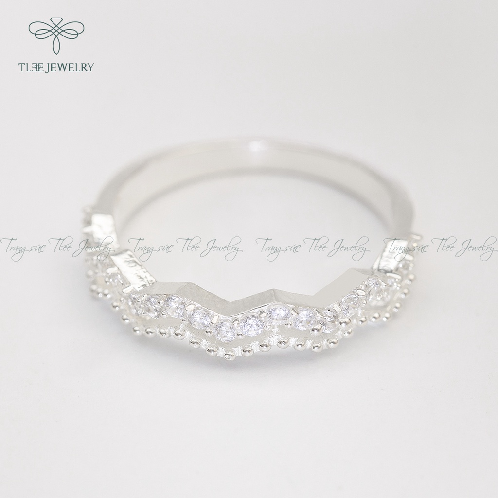 Nhẫn bạc nữ TLEE ziczac hai hàng nạm đá sang trọng NCJ A0169