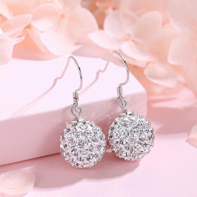 BÔNG TAI BẠC S925 MẶT CẦU ĐÁ CAO CẤP