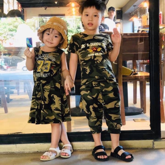 bộ trẻ em phong cách lính