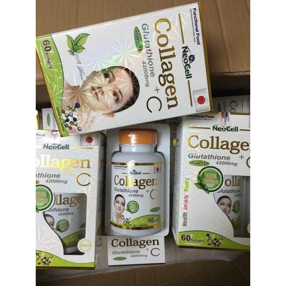 Collagen Glutathione C 42000mg làm đẹp da nám da vàng da chỗng lão hoá da hop 60vien