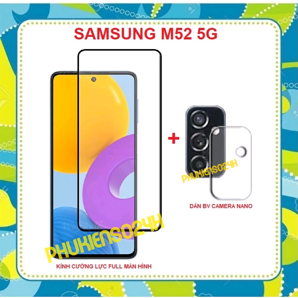 Samsung M52 5G Combo Kính Cường Lực Full Màn Hình M52 + Dán bảo vệ camera cho Samsung M52 5G
