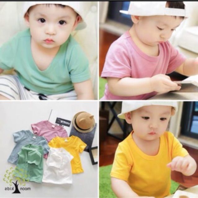 Áo thun cổ tròn dáng Basic cho bé 8-18kg