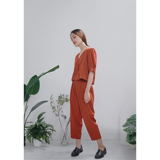 Chicka Chicka - Set Short sleeve vest croptop - Basic pants - Màu Orange