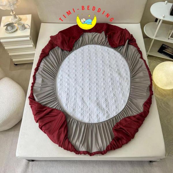 Ga gối nỉ nhung trần phủ bánh bèo dày dặn, ấm áp kích thước 1,6x2m; 1,8x2m và 2x2,3m - Timibedding