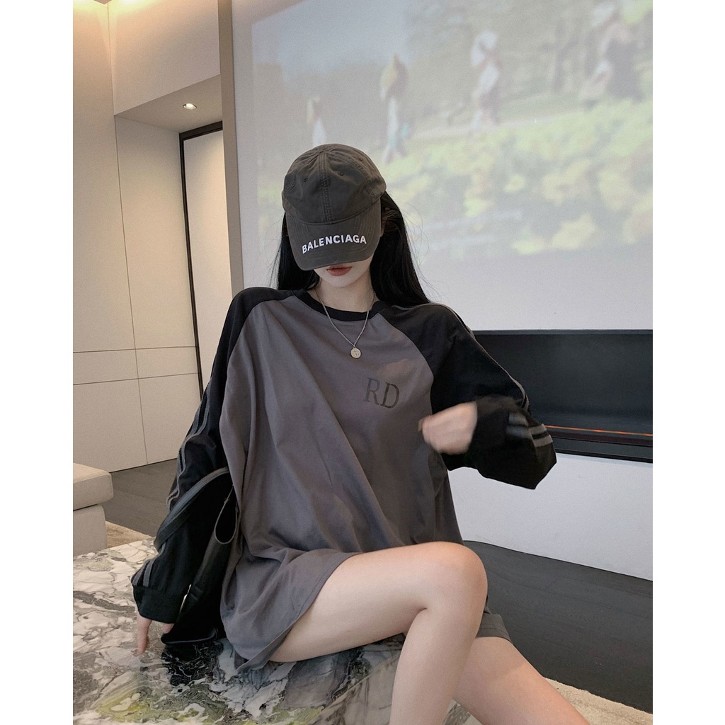 Áo Sơ Mi Tay Dài Oversize Màu Sắc Tương Phản Thời Trang Cho Nữ