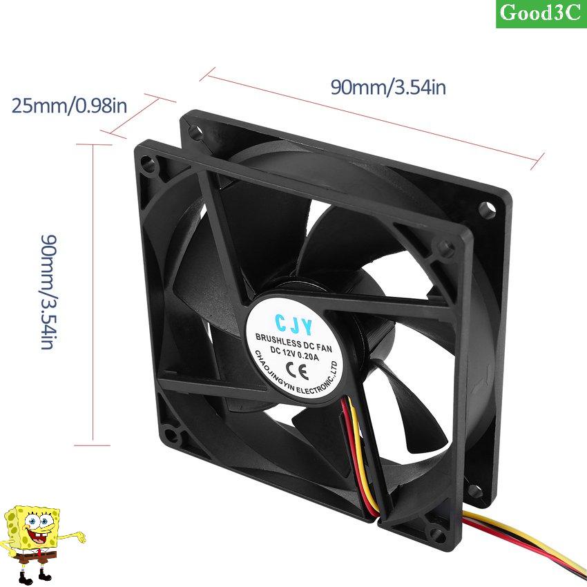 12V 3-Pin 9cm 90 x 25mm 90mm CPU Heat Sinks Cooler Fan DC Cooling Fan 65 CFM