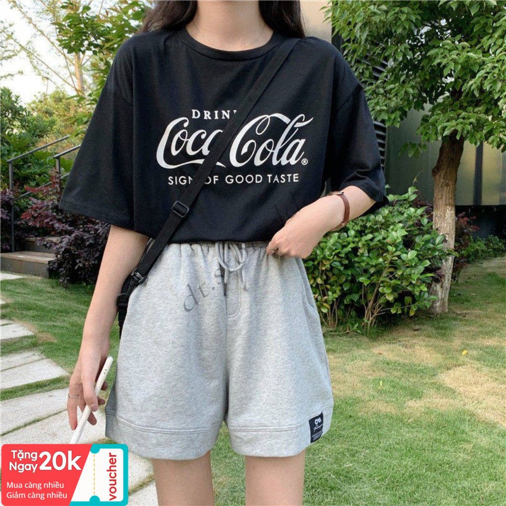 freeship Quần Đùi Dáng Hàn In Logo Unisex ,Quần Short Ống Rộng Dây Rút Chất Chân Cua 2 Màu