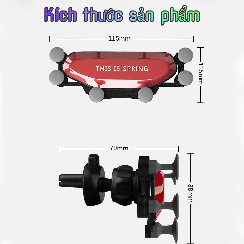 Giá đỡ điện thoại trên xe hơi gắn cửa khe gió,  Giá để điện thoại kẹp cửa gió điều hòa ô tô  - This is Spring