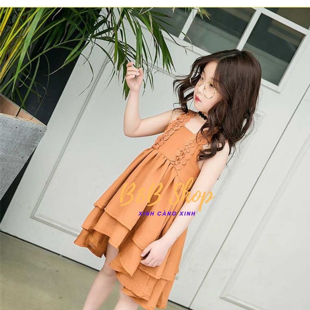 Đầm Bèo Tầng Trẻ Em  Váy Có Nơ Buộc Thân Sau Bé Gái Cực Xinh Cực Mịn Mát  Hàng Chuẩn Bao Đổi Trả Mua Được Kèm Quà Tặng