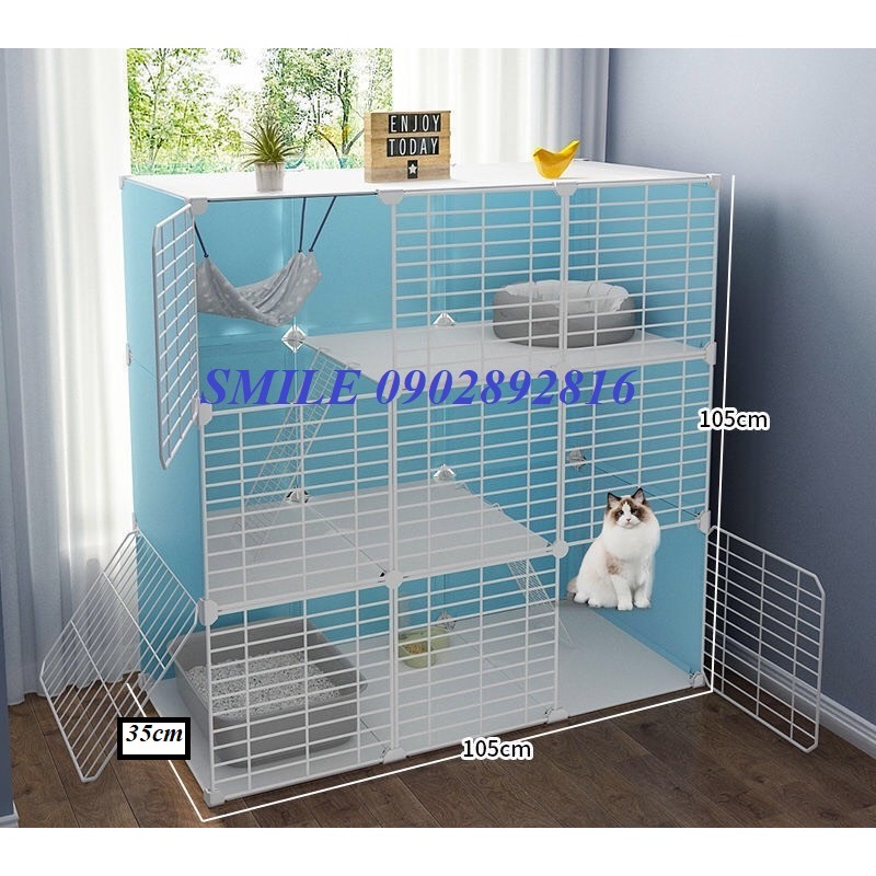 {COMBO} Chuồng, Lồng Lắp Ghép Màu Tươi Mát 2,3 Tầng Cho Thú Cưng, Chó,Mèo...