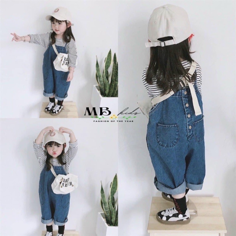 SET YẾM JEAN ÁO KẺ CHO BÉ GÁI