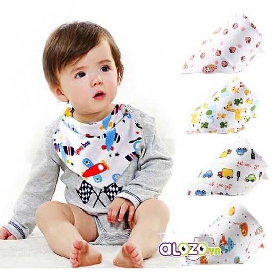 Combo 10 yếm cotton 2 lớp cài nút cho bé