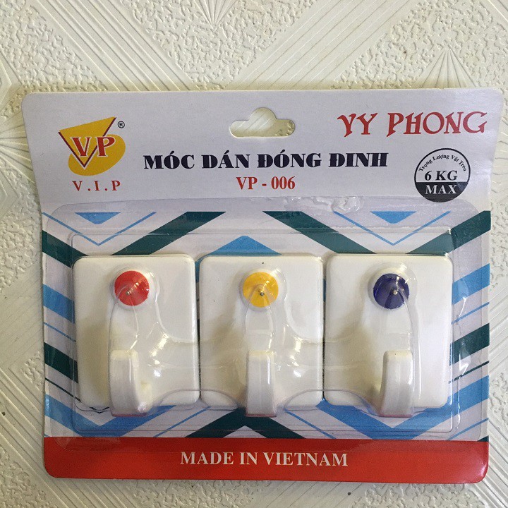 MÓC DÁN TƯỜNG ĐÓNG ĐINH 01 VỈ 3 CÁI - 000242