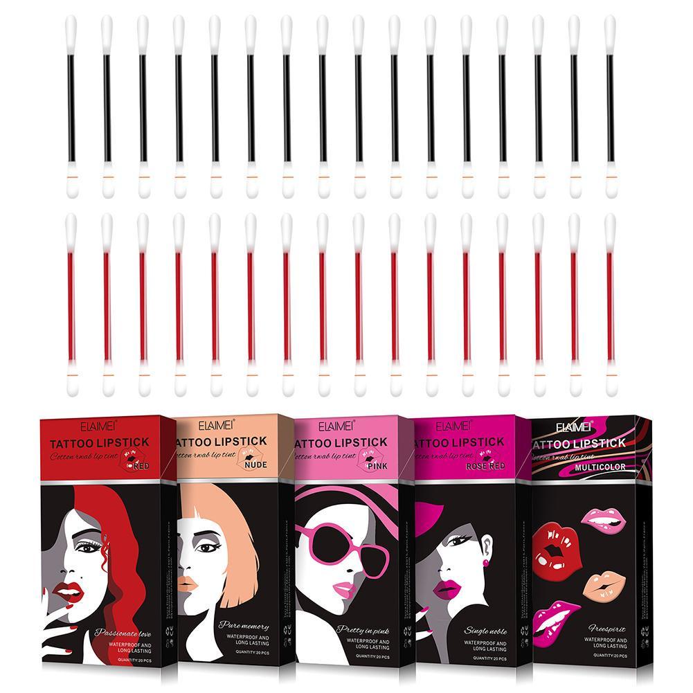 Hộp 20 Tăm Bông Son Môi J4G5 Hình Điếu Thuốc