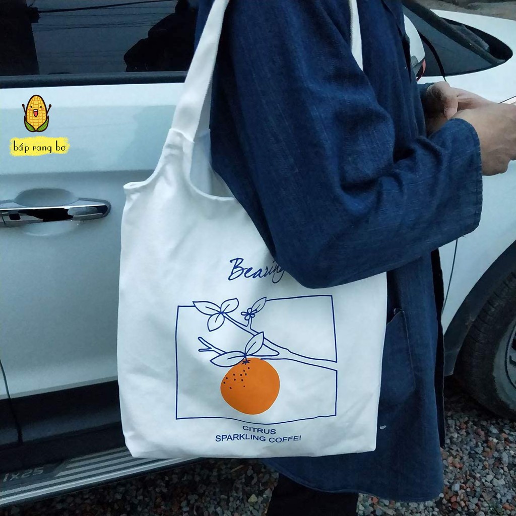 TÚI TOTE ĐEO VAI ULZZANG HÌNH QUẢ CAM - TÚI VẢI CANVAS