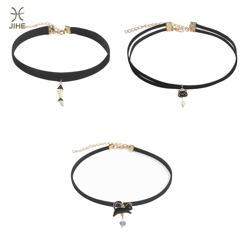 Choker Dây Nhung Đen Mặt Mèo