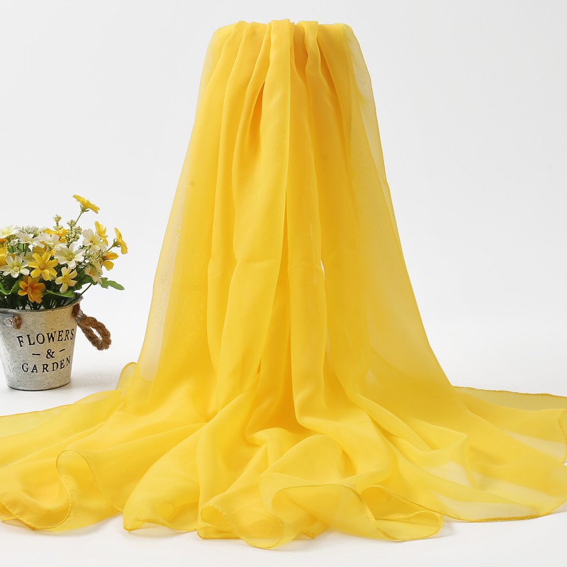 Khăn Choàng Lụa Mỏng Màu Trơn Duyên Dáng Cho Phái Nữ