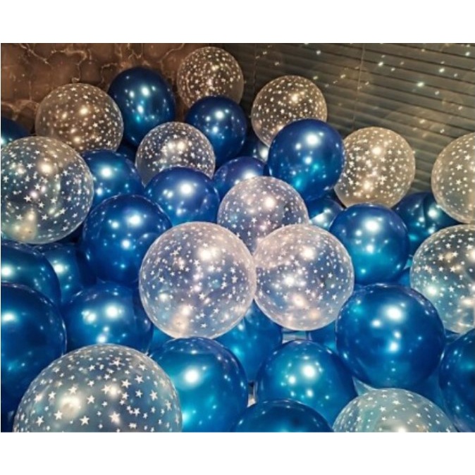 Set Bong Bóng Trong Suốt In Sao Và Bong Bóng Nhũ Trang Trí Sinh Nhật Happy Birthday Phụ kiện trang trí sinh nhật