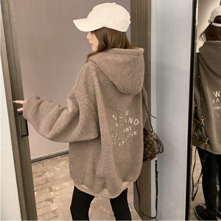 Áo Hoodie Lót Lông Cừu Dày Dặn Phong Cách Mới
