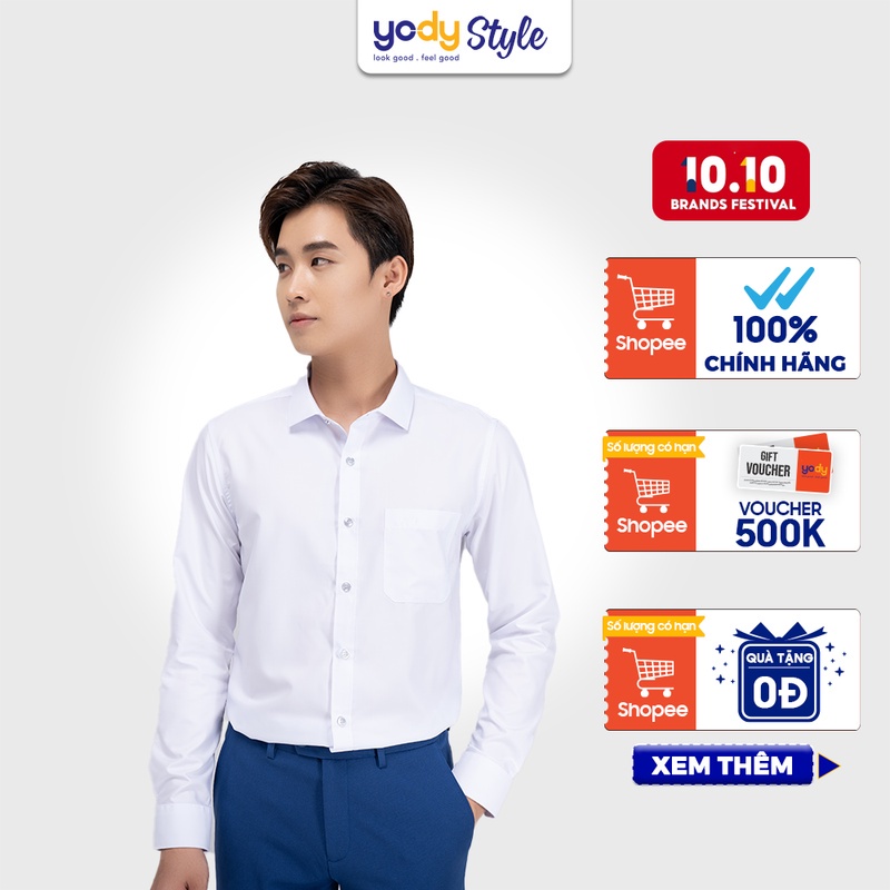 Áo sơ mi YODY nam dài tay kiểu dáng slim có túi chống nhăn - SPM4005 - Hàng mới về