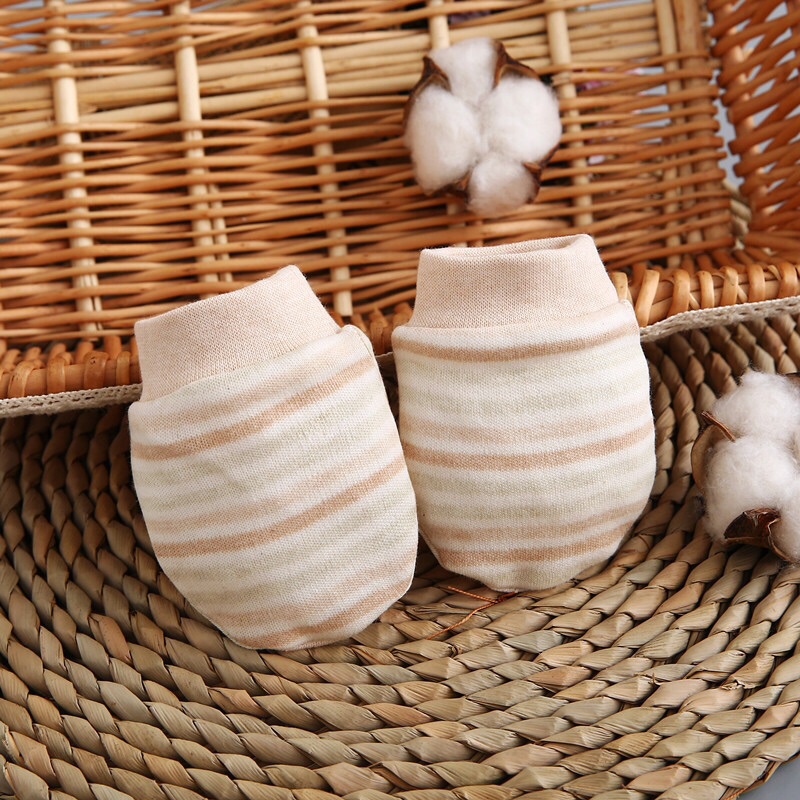 Set 3 đôi bao tay sơ sinh COTTON HỮU CƠ TỰ NHIÊN không chất tẩy nhuộm an toàn cho bé sơ sinh
