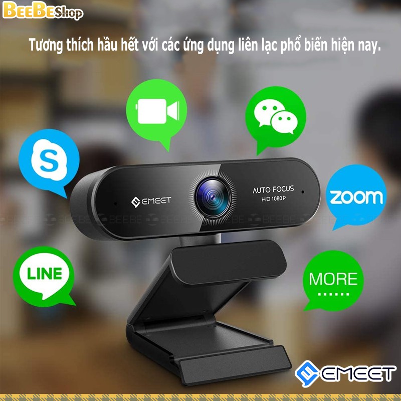 EMEET Nova - Webcam Họp Trực Tuyến Góc Rộng 96 độ, Full HD 1080p, 30fps, Trang Bị 2 Micro đàm thoại